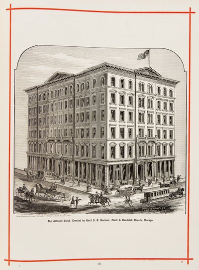 The Ashland Block an der Ecke Clark und Randolph Streets, Chicago, Illustration in The Merchants and Manufacturers of Chicago Illustrated, 1873 von American School